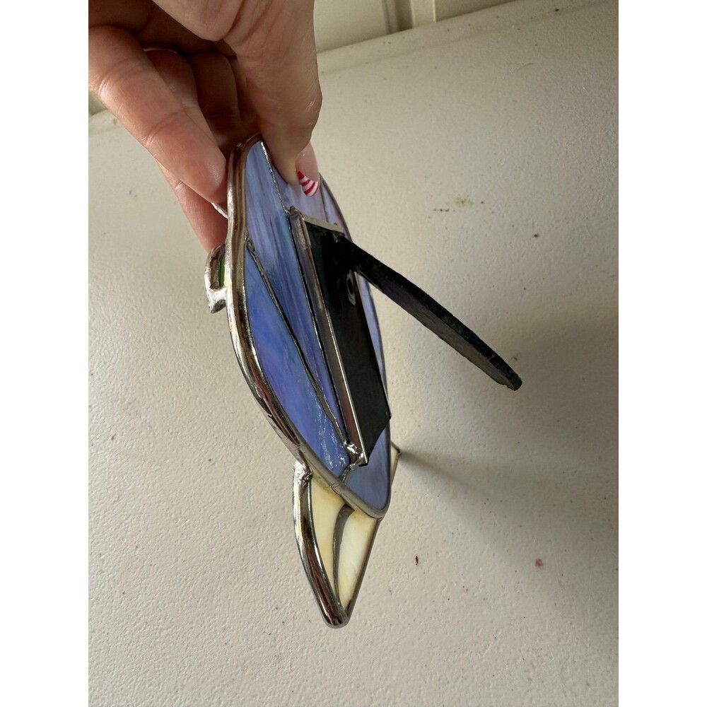 Vintage Stained Glass Tropical Beach Sea Shells Palm Tree Table Picture Frame - Picture 3 of 3